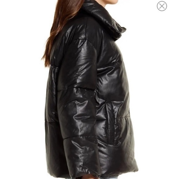 Vigoss Black Faux Leather Puffer Jacket - Picture 10 of 13